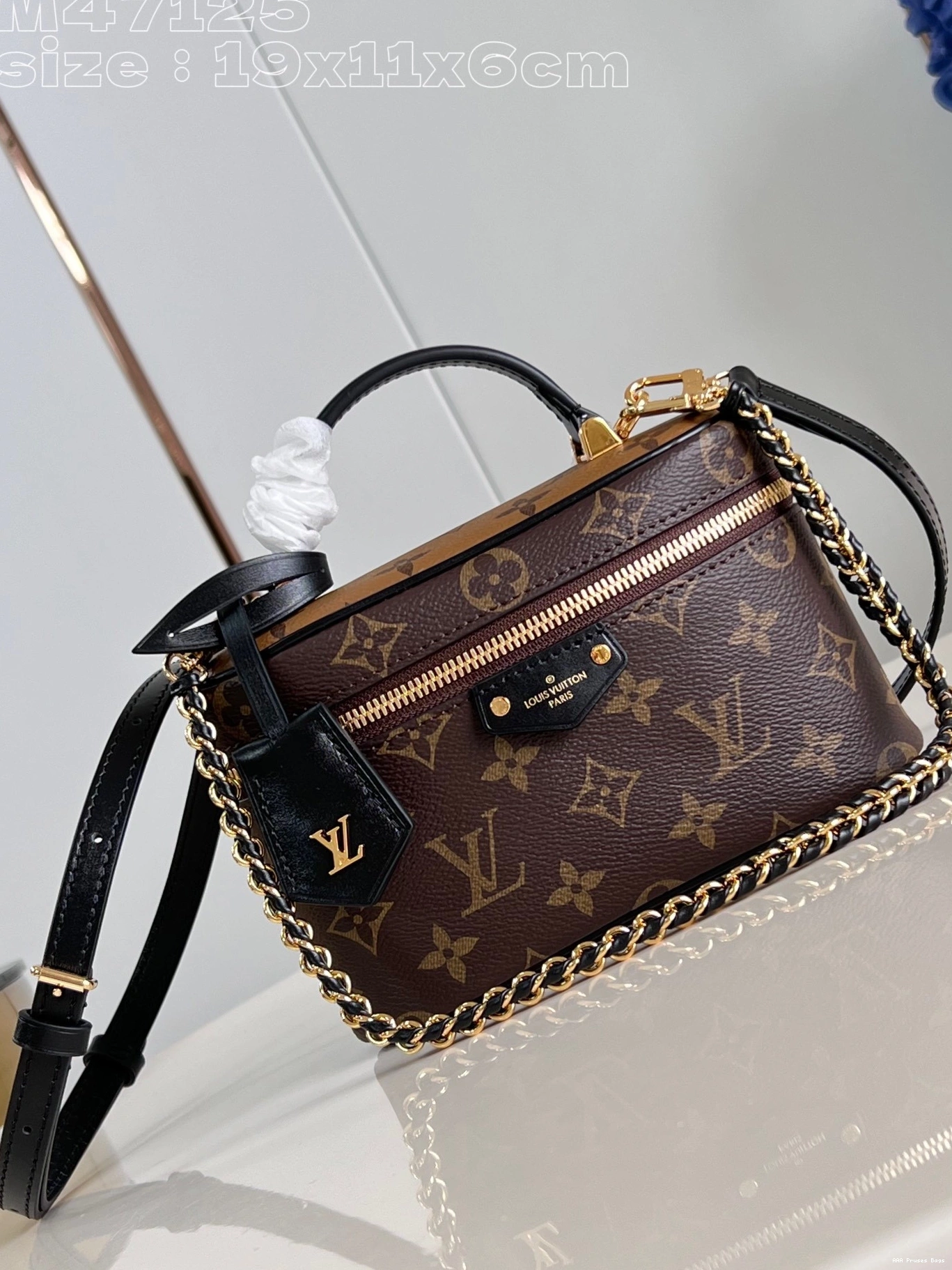 AAA Pruses Bags x LOUIS x 6.5 VUITTON CM Vanity Pouch-19 Chain 11.5 0714